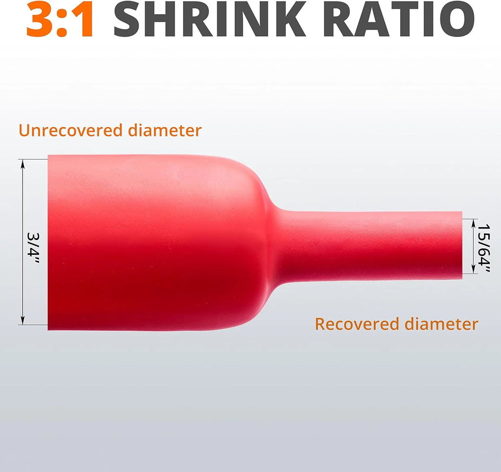 3/4" 3:1 Ratio Adhesive Lined Heat Shrink Tubing Red 50 Feet Roll L2973