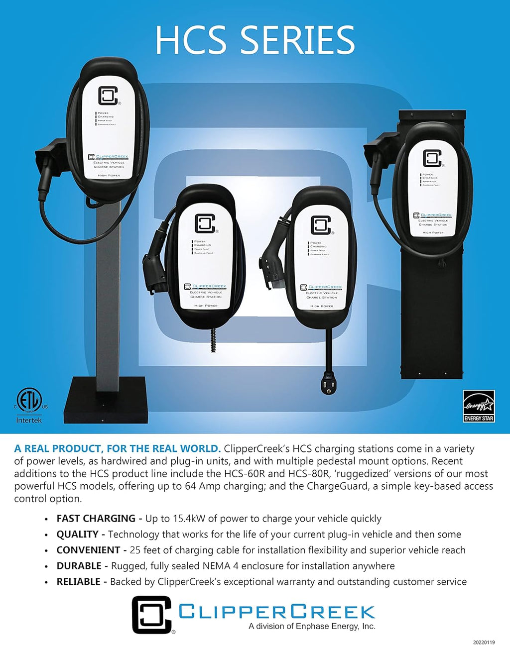 EV Charging Station, Level 2, NEMA 14-50, 40A, 25 ft Charging Cable I67689