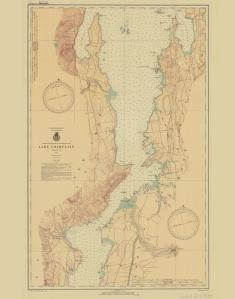 Historical Nautical Chart Lake Champlain Year 1937 E35817