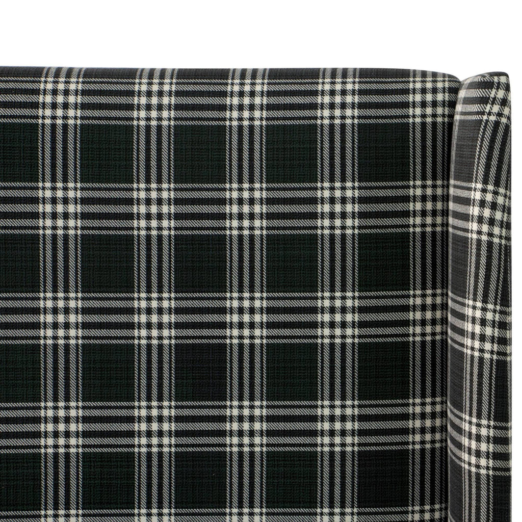Twin Wingback Headboard Barnegat Plaid Black Sea F552