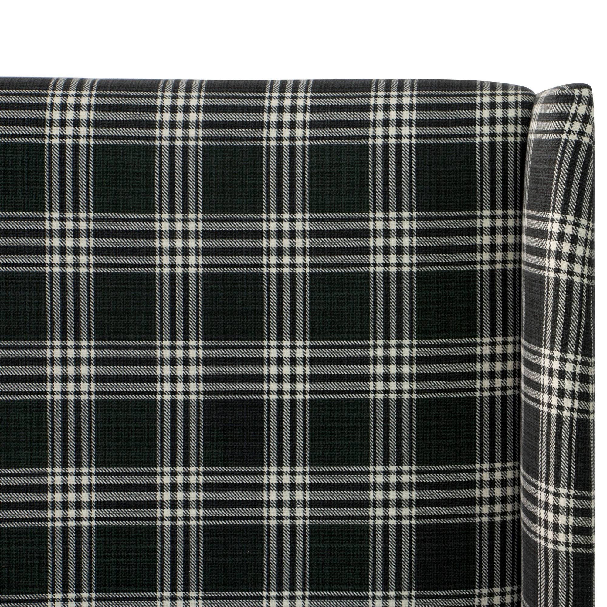 Twin Wingback Headboard Barnegat Plaid Black Sea F552