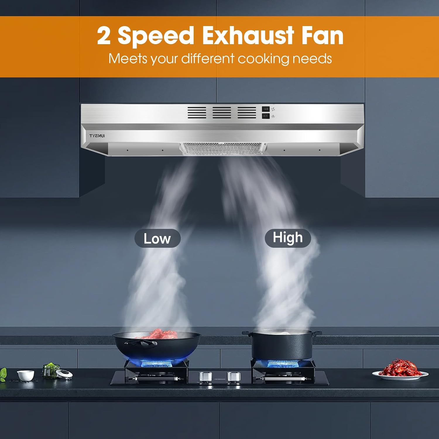 Stainless Steel Under Cabinet Ductless Range Hood, 300 CFM Z5743