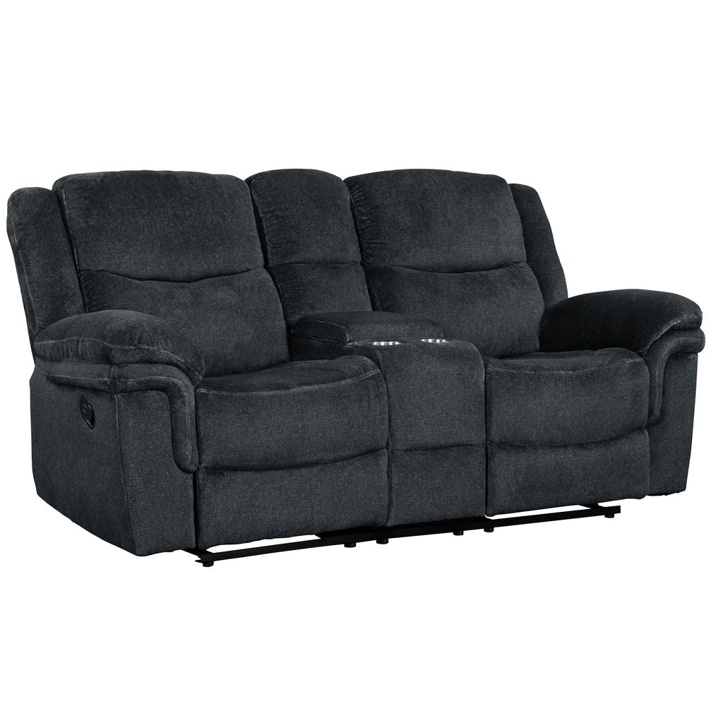Dark Blue Manual Reclining Sofa with Storage K864028
