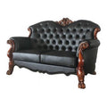 Black & Brown Faux Leather Love Seat with Toss Pillows S802485