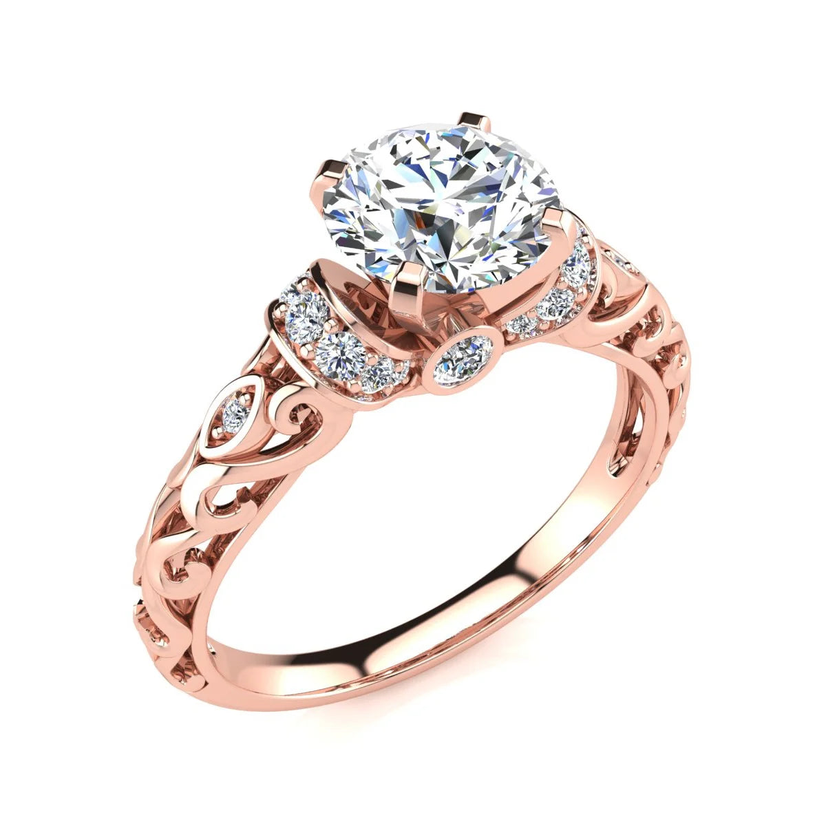 Vintage Moissanite Engagement Ring In 14 Karat Rose Gold X282279