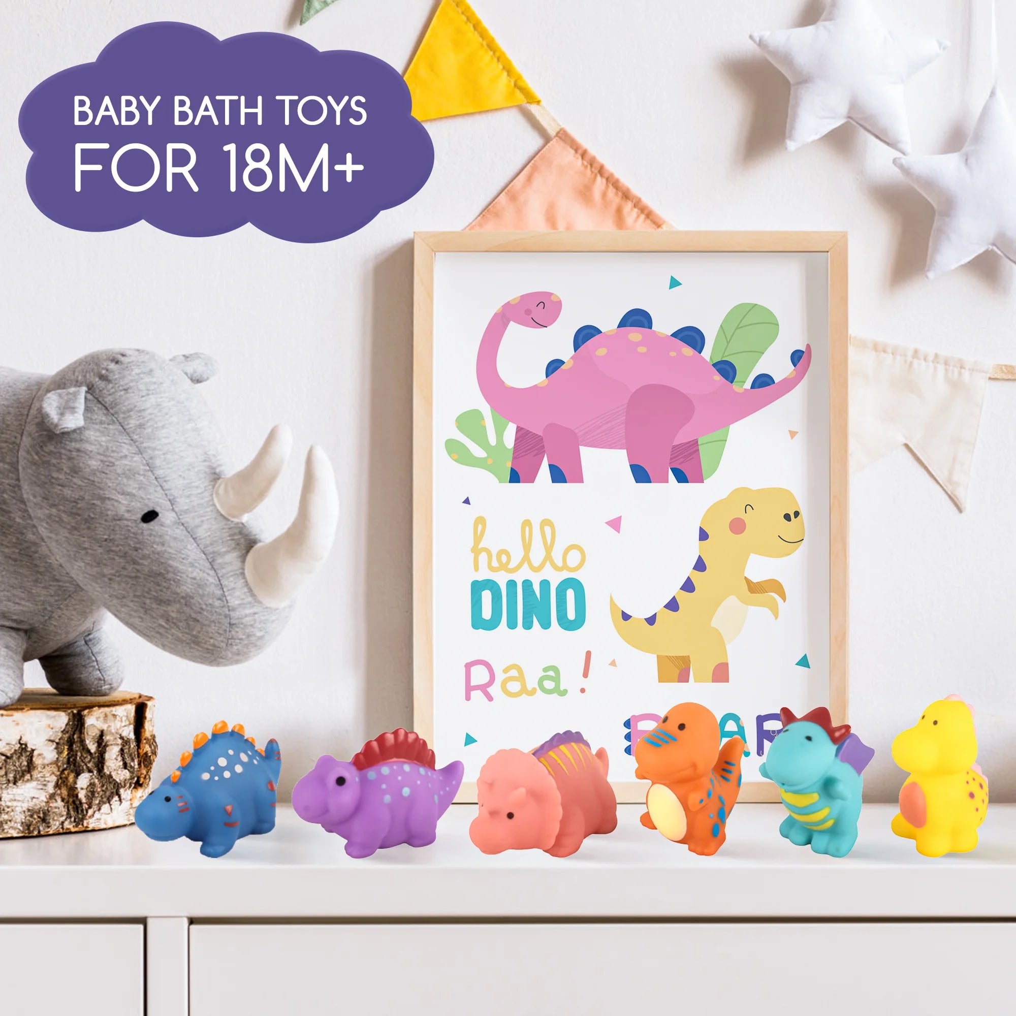 6 Pack Dinosaur Bathtub Toy Set I669408