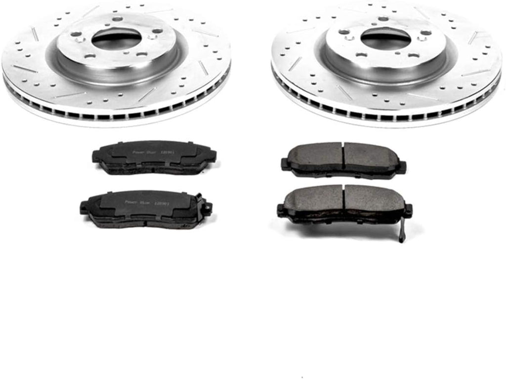 Front Z23 Carbon Fiber Brake Pads with Drilled & Slotted Brake Rotors Kit Z544227