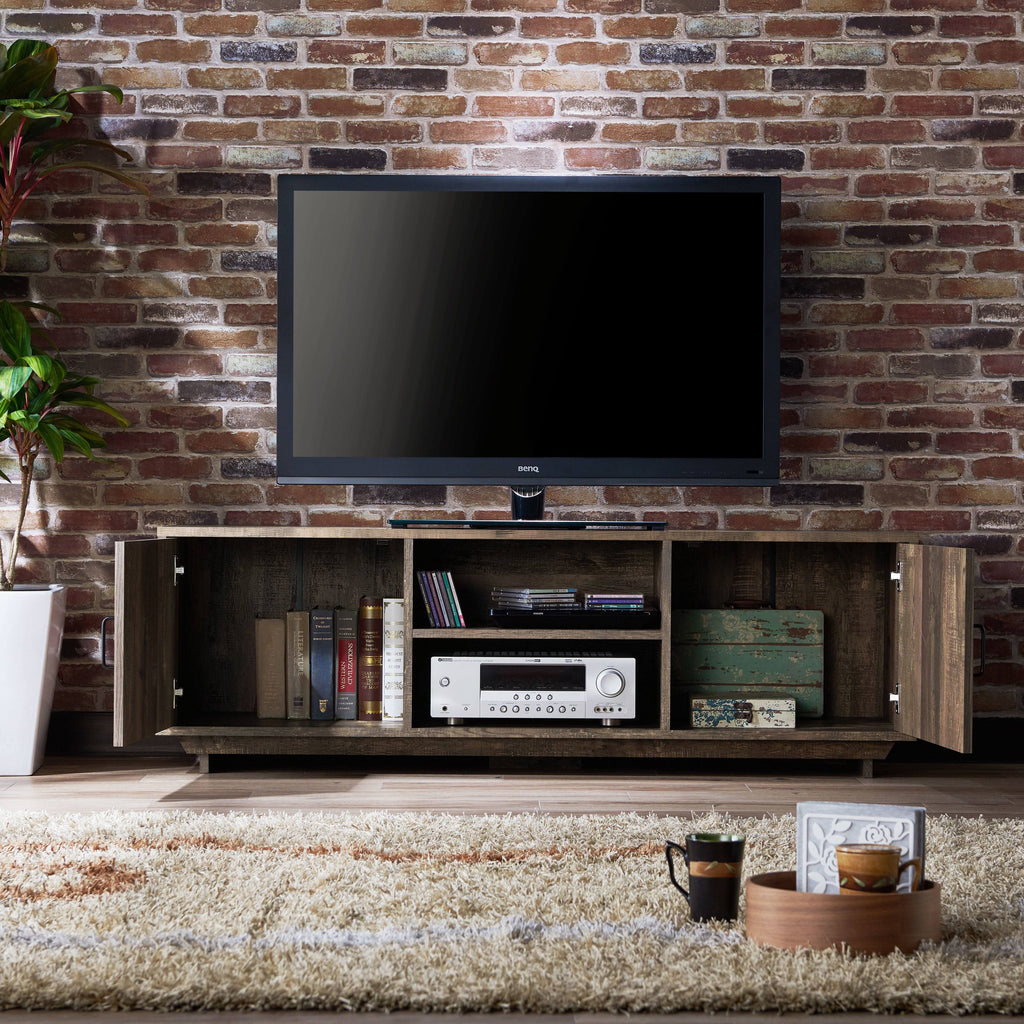 Rustic Reclaimed Oak Brown 63-inch TV Stand with Storage A7576