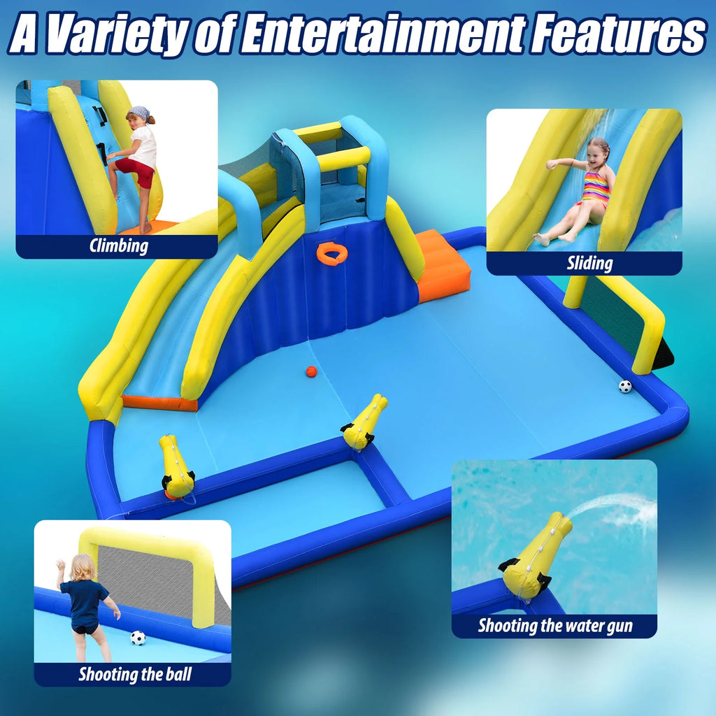 Inflatable Bounce House Water Slide Bouncer with Ball Shooting Climbing Wall X194930