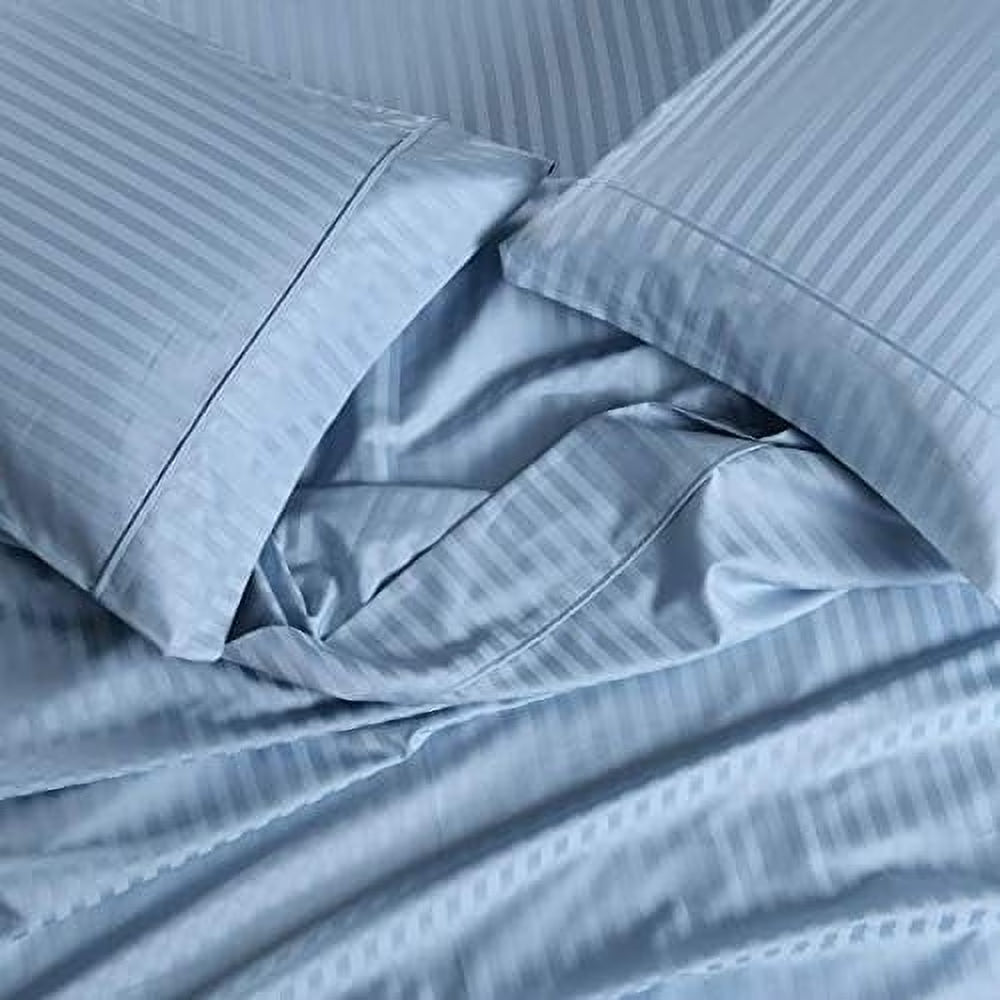 Blue Cotton Blend 3PC Twin Extra Long XL Bed Sheets Set O64575