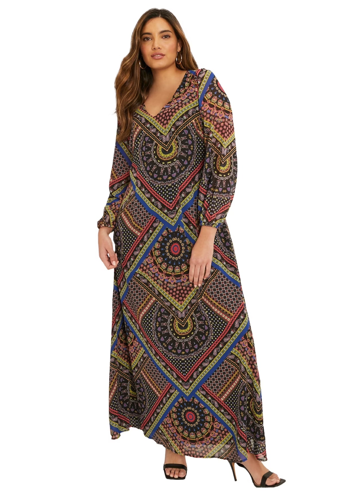 Plus Size Chiffon Maxi Dress F945