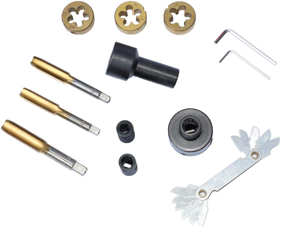 12 Pcs Tap and Die Set, Thread Repair Tool Kit M12x 1.25 M12 x 1.5 M14x1.5 F290083