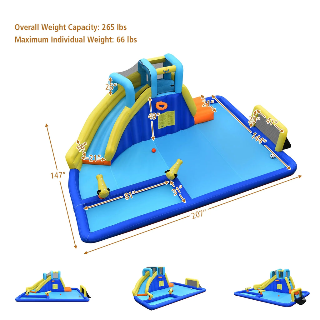 Inflatable Bounce House Water Slide Bouncer with Ball Shooting Climbing Wall X194930