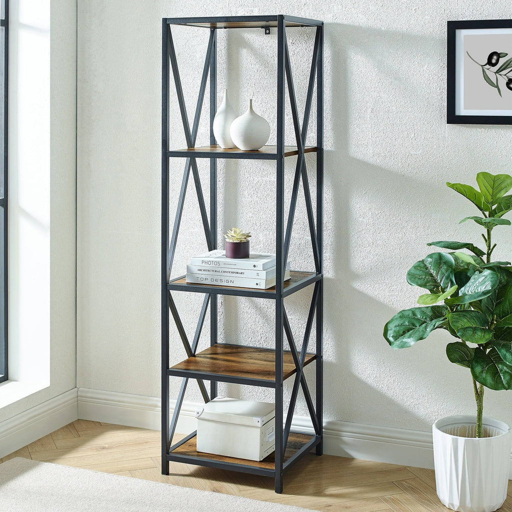 Rustic Oak Tower Bookshelf D73038