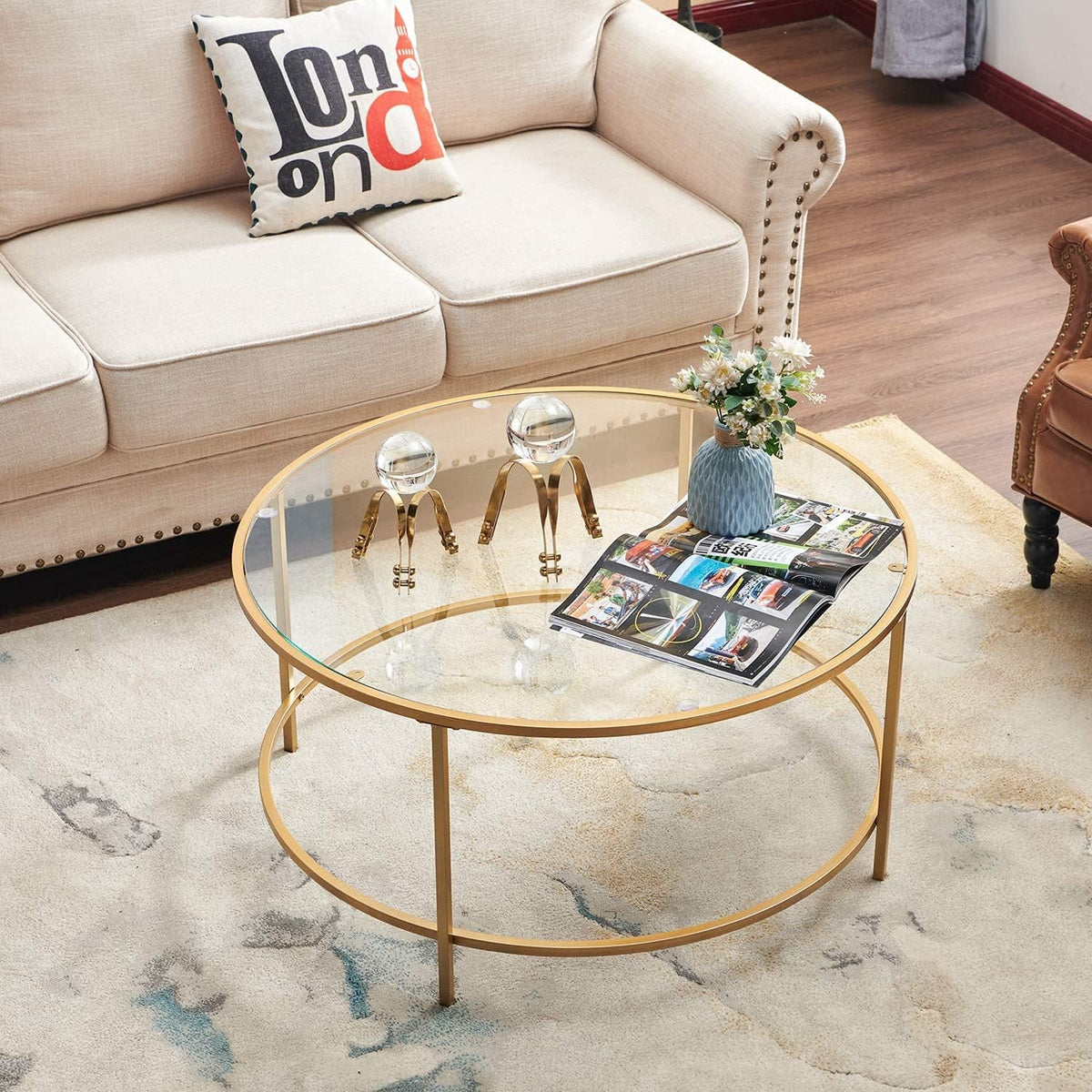 Retro Cocktail Table Coffee, Solid Wood Coffee Table with Caster Wheels and Drawer, 1 Shelf, Wood Movable Rectangle Coffee Table Y5992
