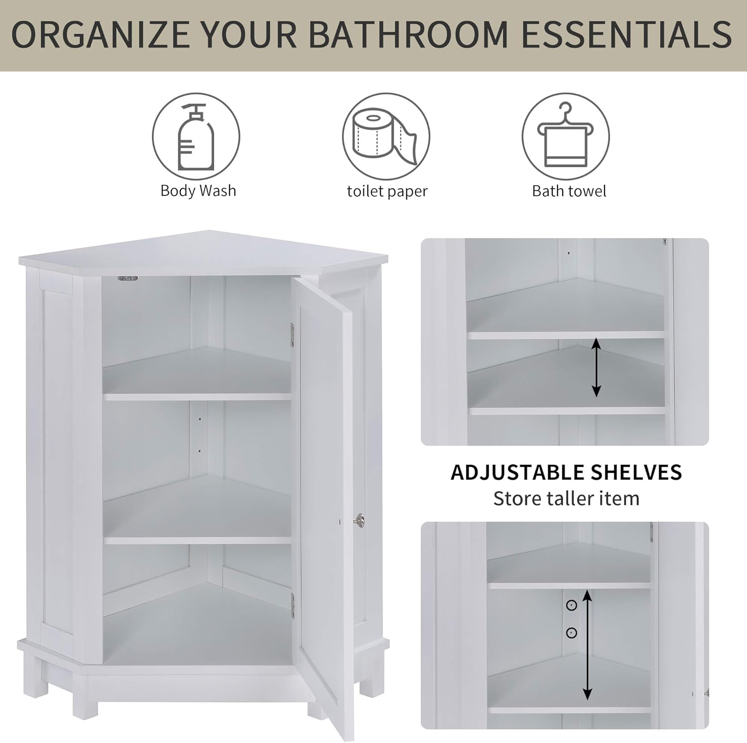 White Triangular Storage Cabinet Q7865