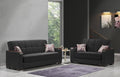 Black Microfiber PU Sofa Bed with Storage Q38623