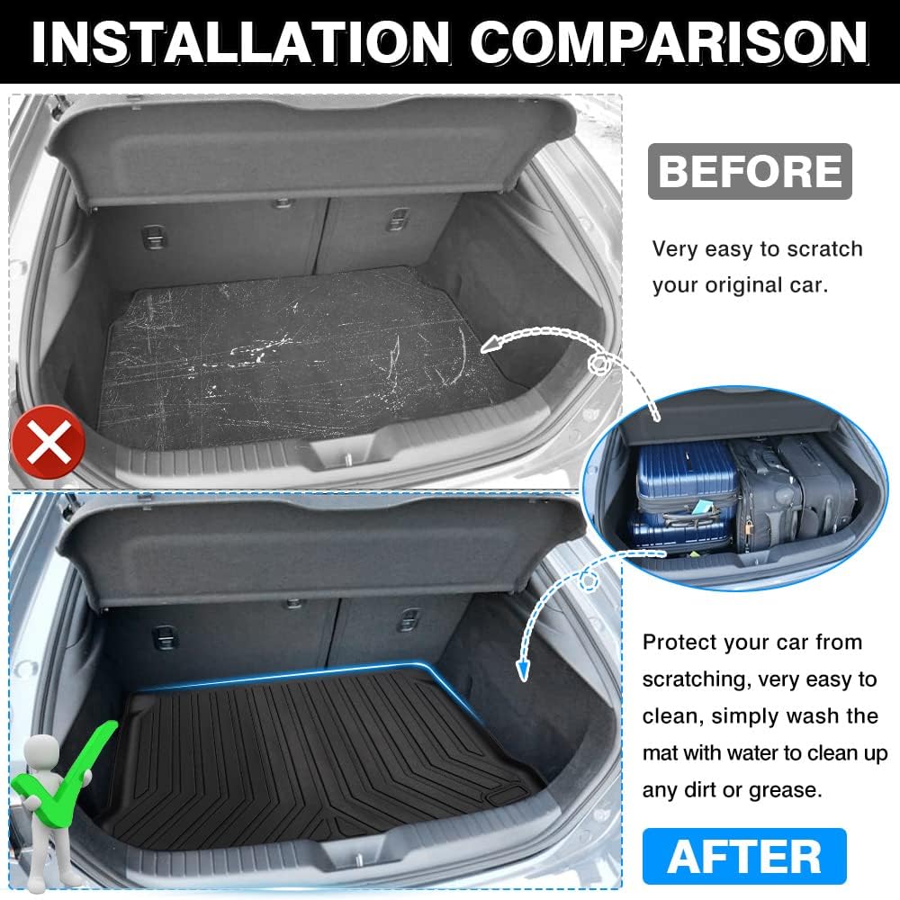 Custom Fit Cargo Liner Trunk Mat for Mazda 3 Hatchback, All Weather, Pack of 2 O5507