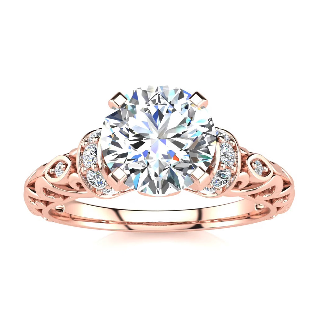 Vintage Moissanite Engagement Ring In 14 Karat Rose Gold X282279