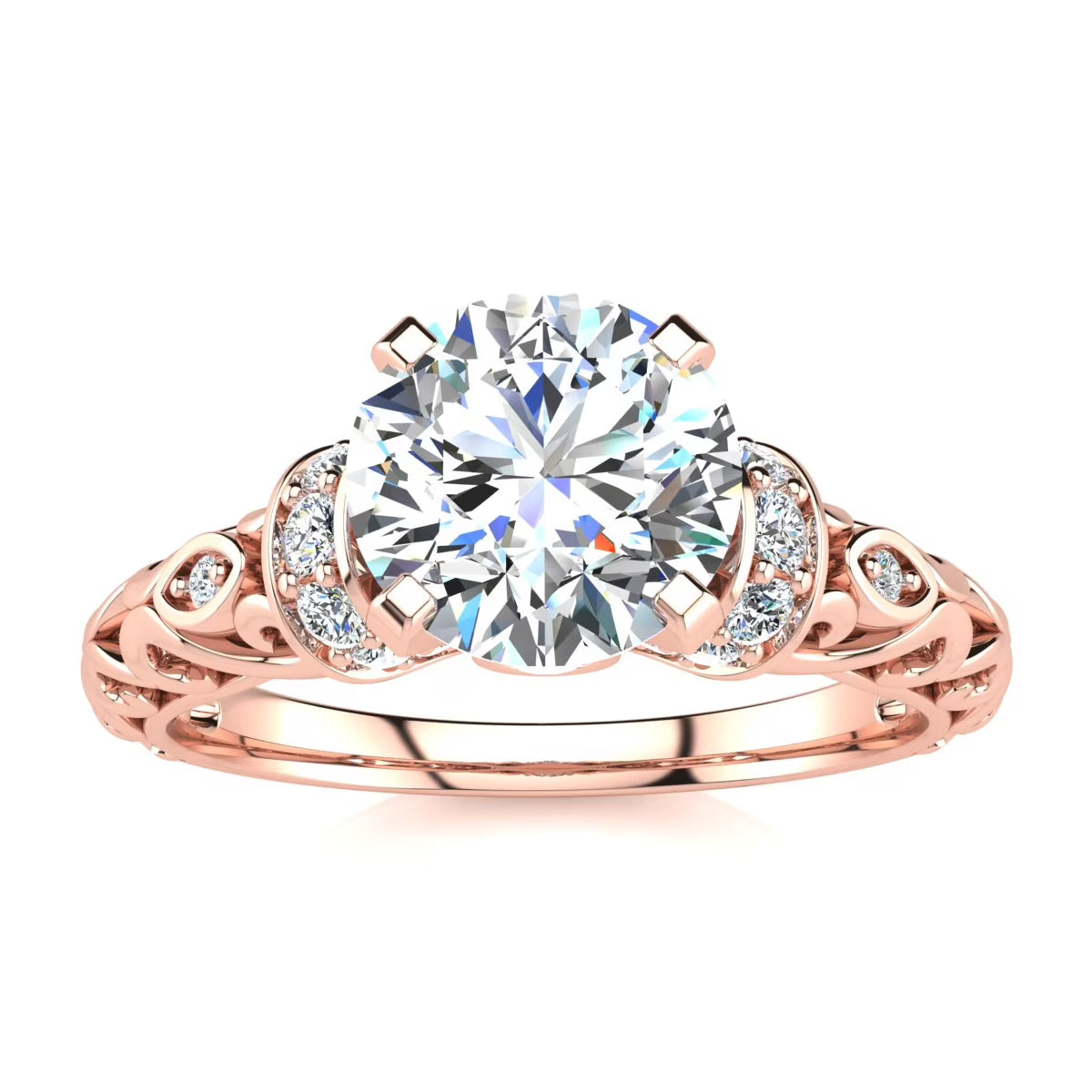 Vintage Moissanite Engagement Ring In 14 Karat Rose Gold X282279