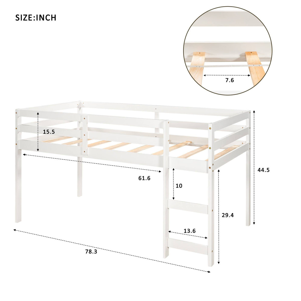 Twin Loft Bed with Cabinet and Rolling D12896