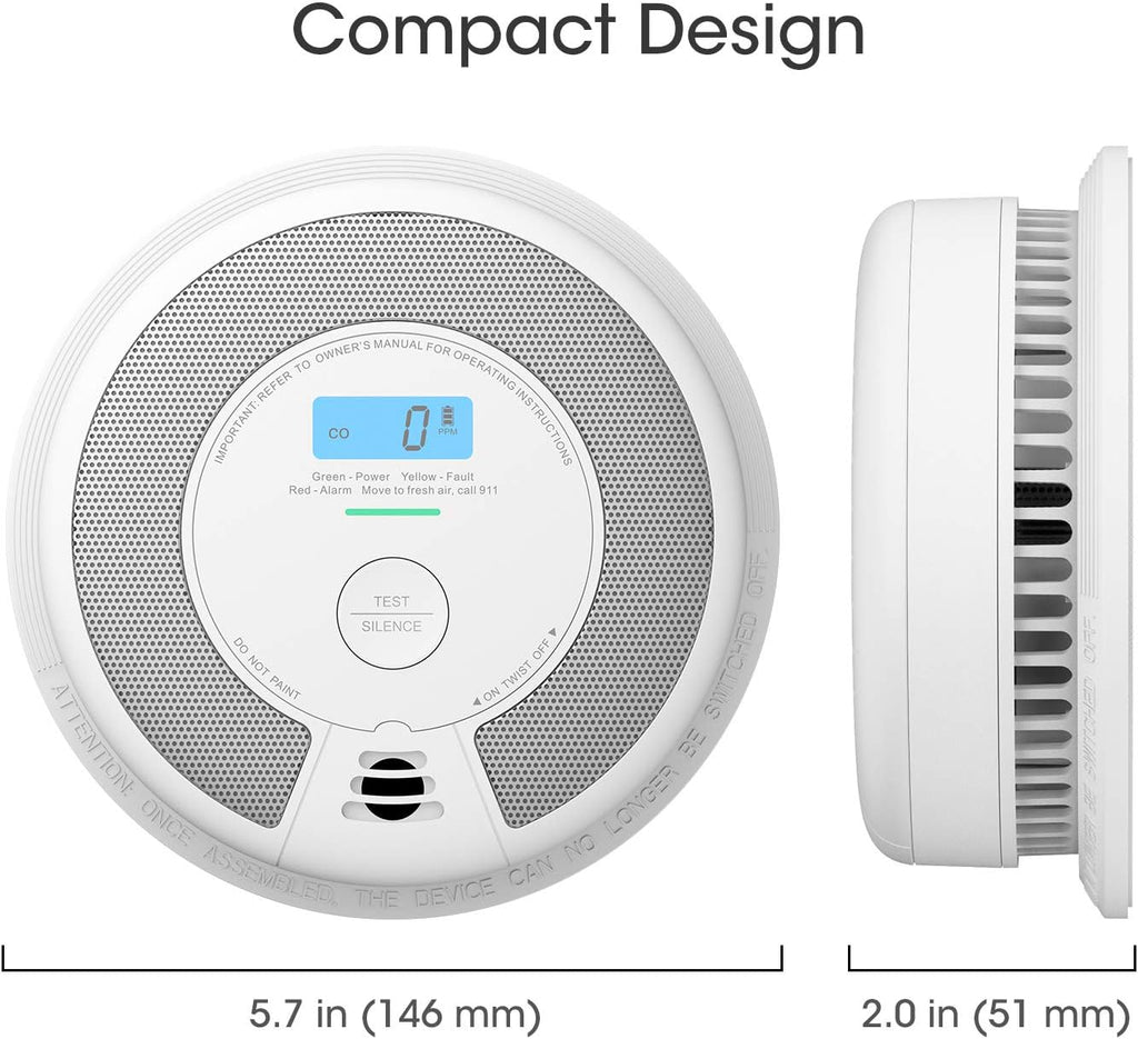 10-Year Battery Smoke Carbon Monoxide Detector Alarm with CO Readings Y11498