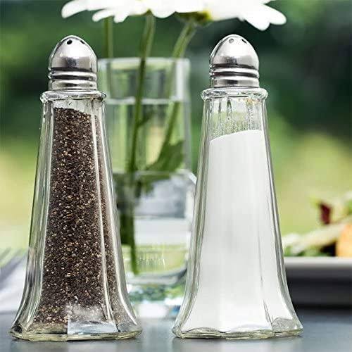 12 PC Glass Salt and Pepper Shakers with Silver Cap T1673