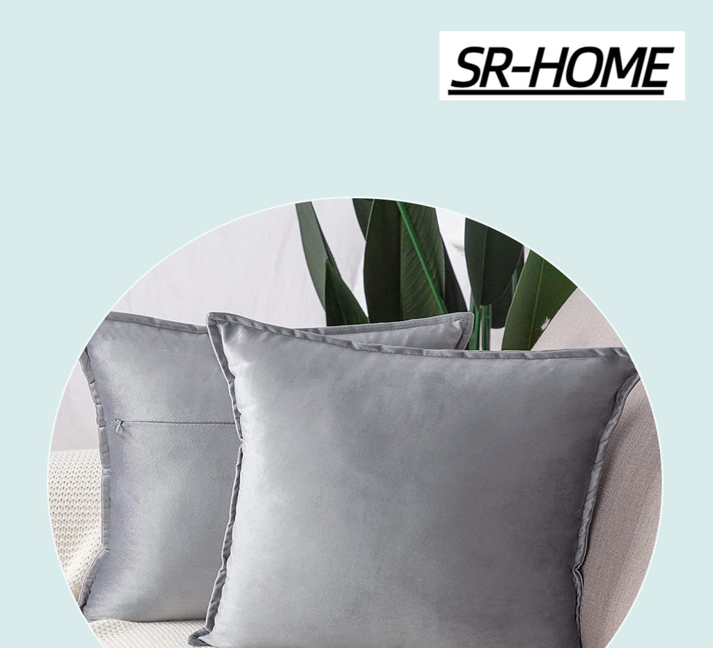 Set of 2 Super Soft Velvet Decorative Throw Pillow Covers Square with Fringe Cushion Case V847