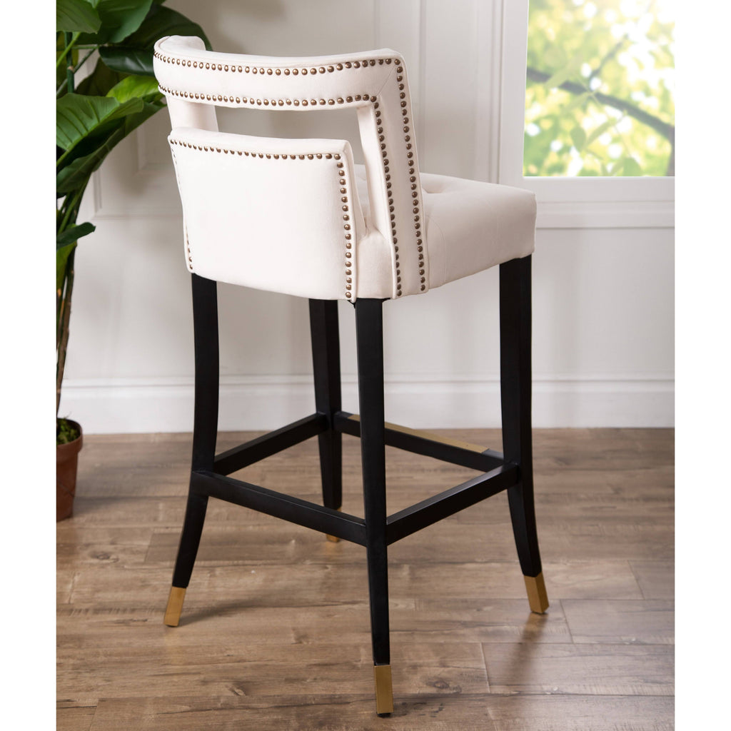 Ivory Tufted Velvet Bar Stool N8536
