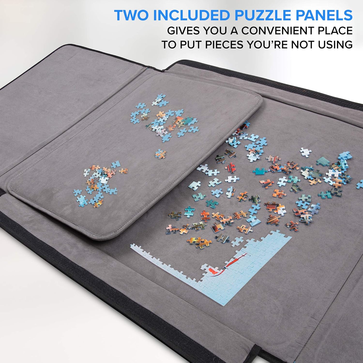 1000-Piece Jigsaw Puzzle Mat with Non-Slip Felt Surface, Removable Trays, Carry Handle Pack of 2 C65743