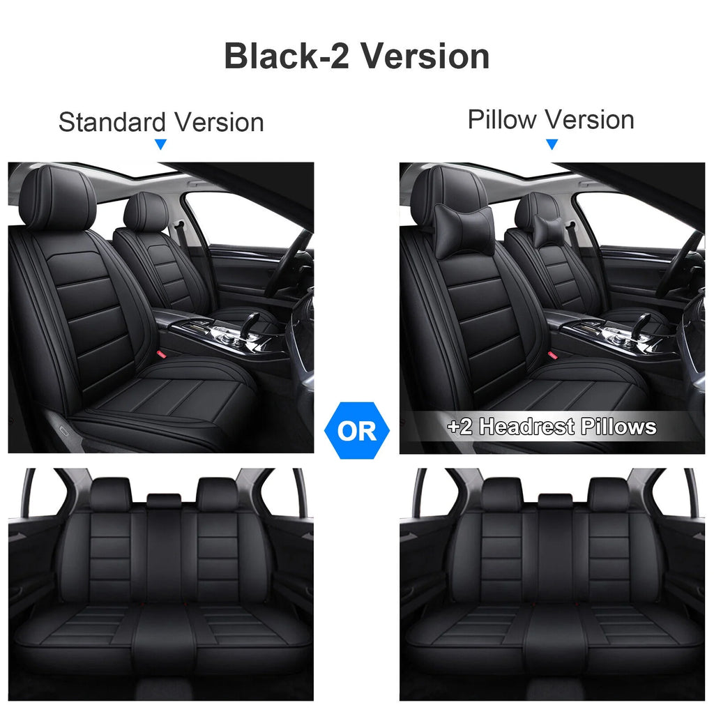 Black Waterproof PU Leather Car Seat Covers Full Set W14716
