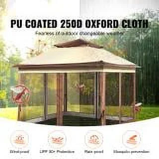 11 x 11 FT Pop up Gazebo Tent with Mosquito Netting Metal Frame PU Coated 250D Oxford Cloth H829131