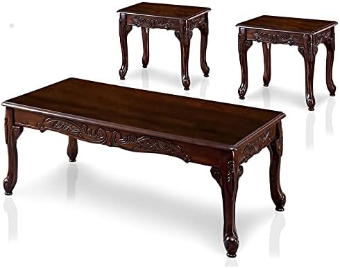 3-Piece Solid Wood Coffee Table Set in Dark Cherry G511570