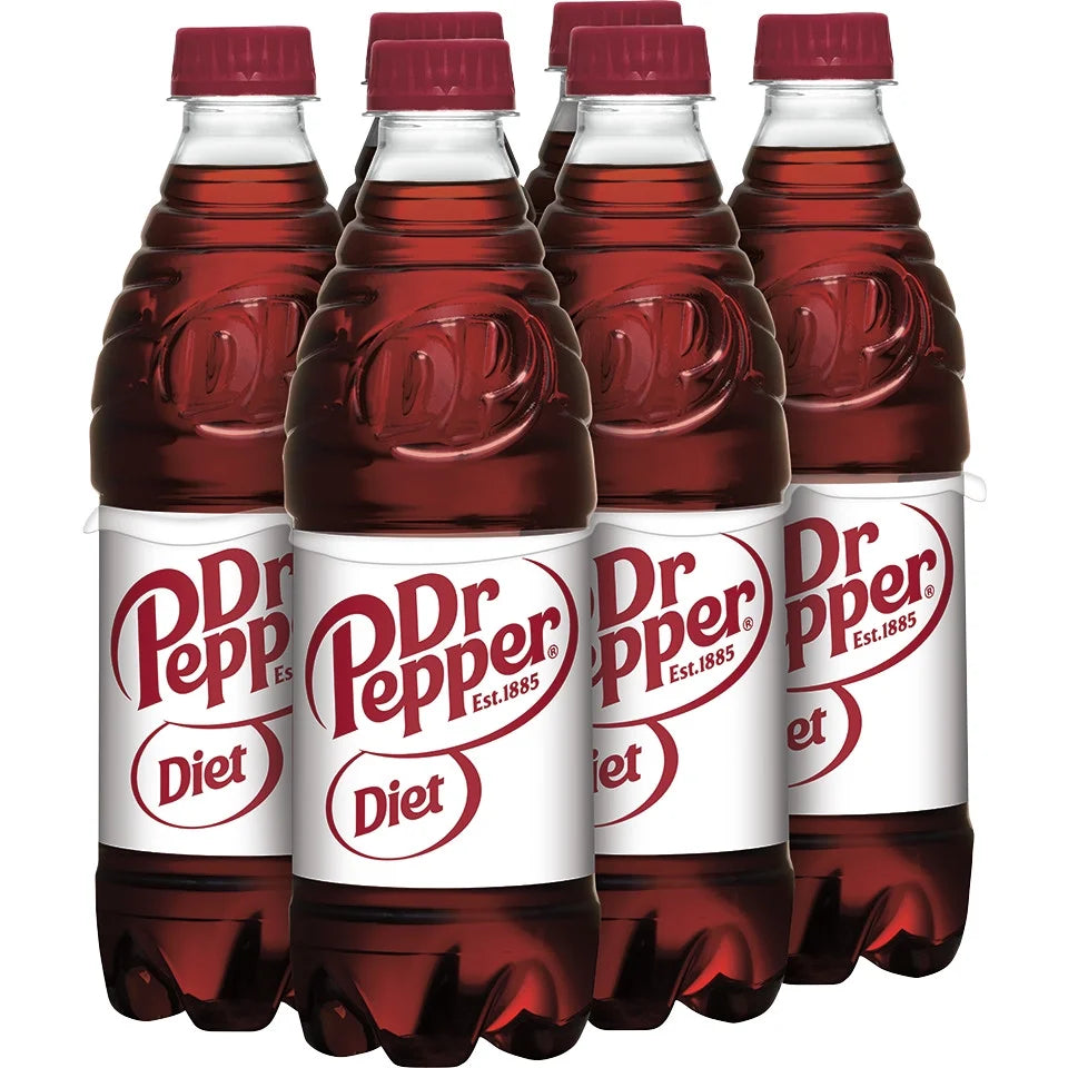 Diet Dr Pepper Soda Pop, 16.9 fl oz, 6 Pack Bottles W76927