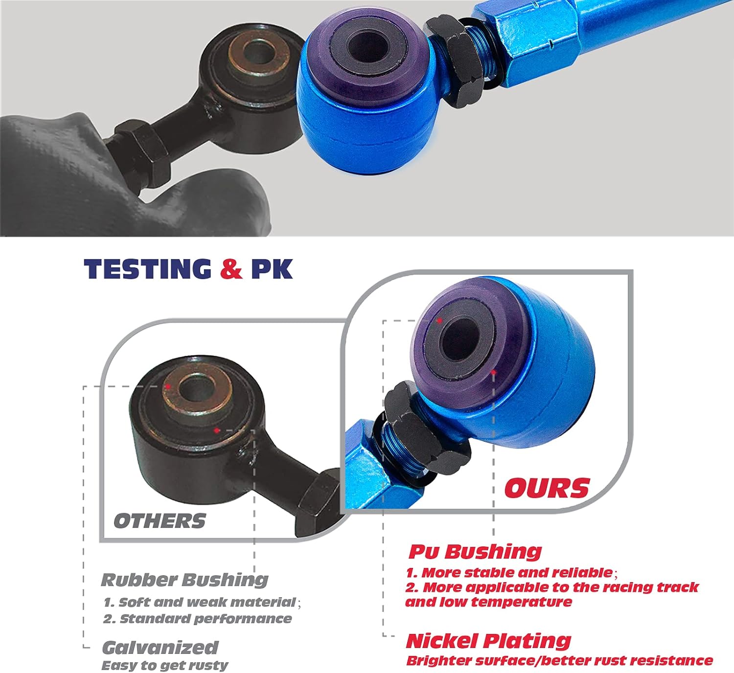 Rear Upper Camber Arms Kit Control Rod Adjustable -2° to +4° U6292