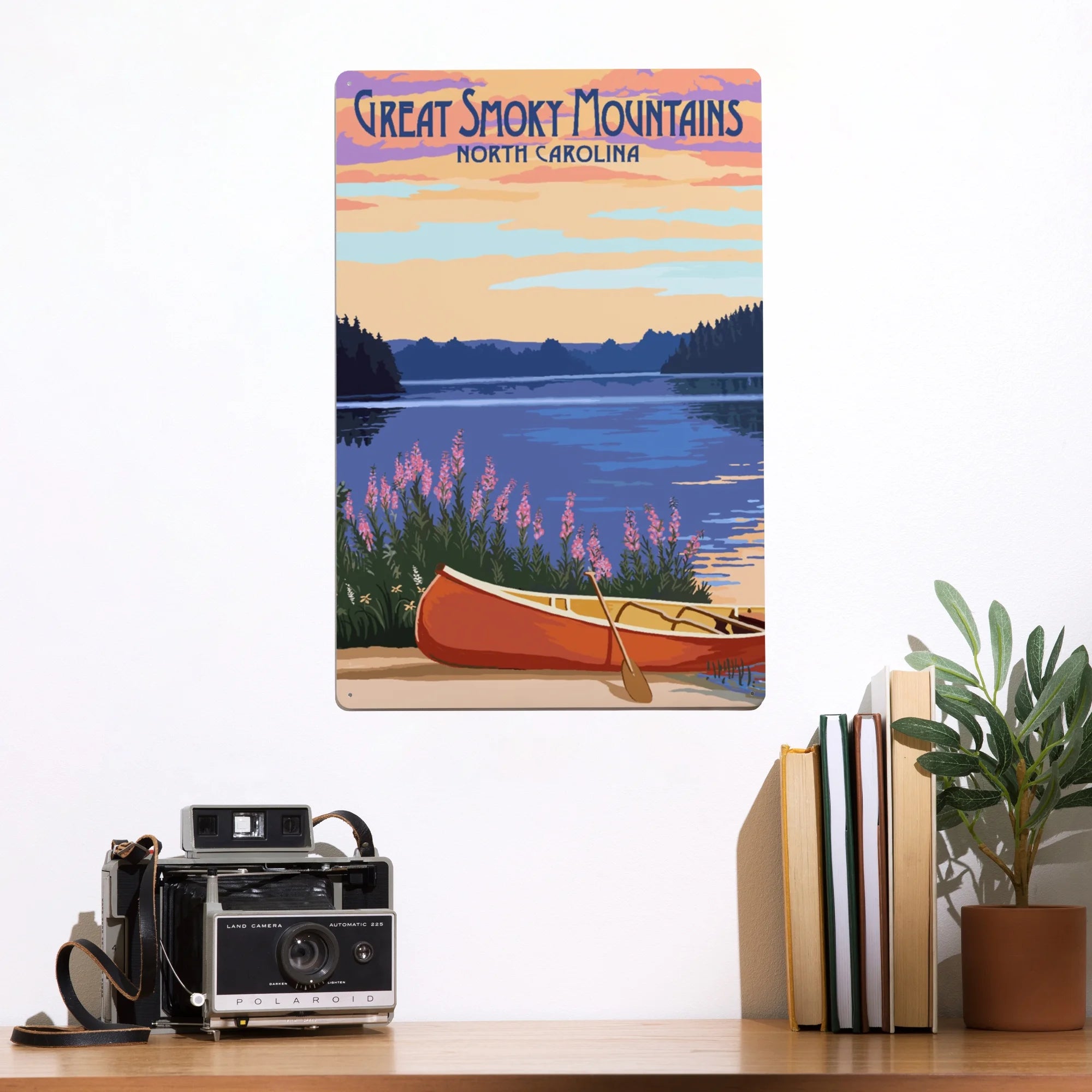 Canoe and Lake Metal Sign Decor X871