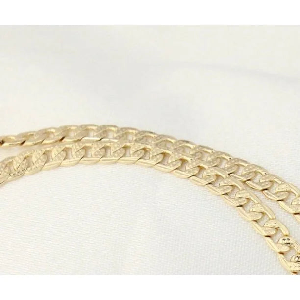 14K Bonded Gold Cuban Chain with Diamond Charm Necklace J467