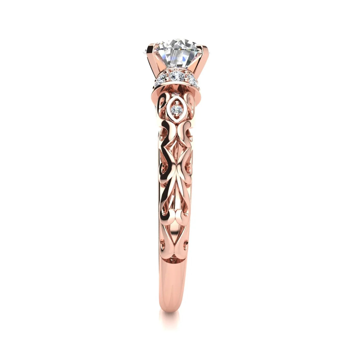 Vintage Moissanite Engagement Ring In 14 Karat Rose Gold X282279
