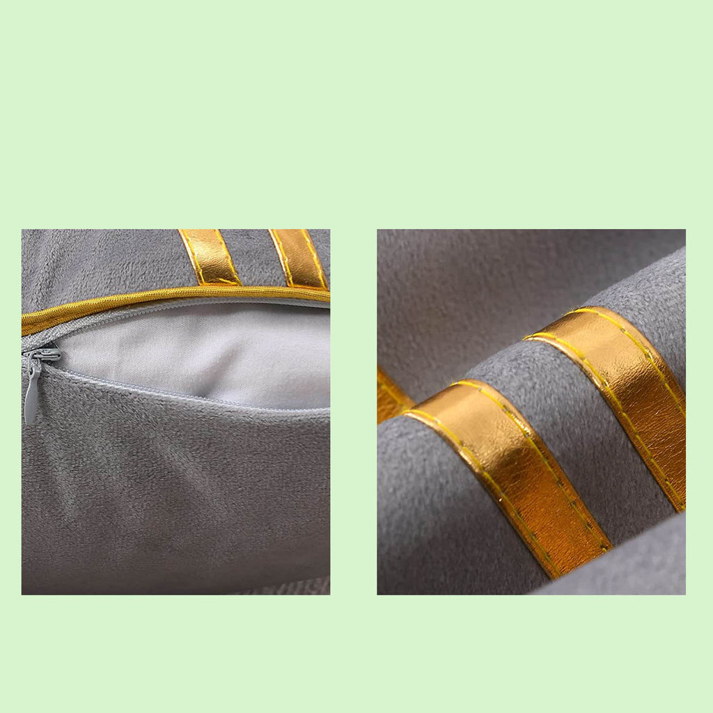 Set of 2 Gold Velvet Throw Pillow Covers with Leather, 20 x 20 in E3953