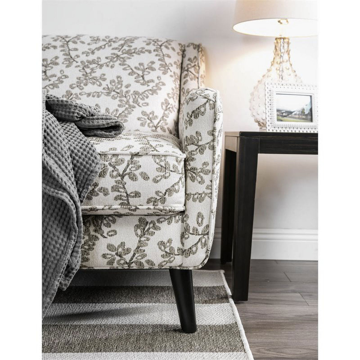 Floral Beige Fabric Accent Chair G14282