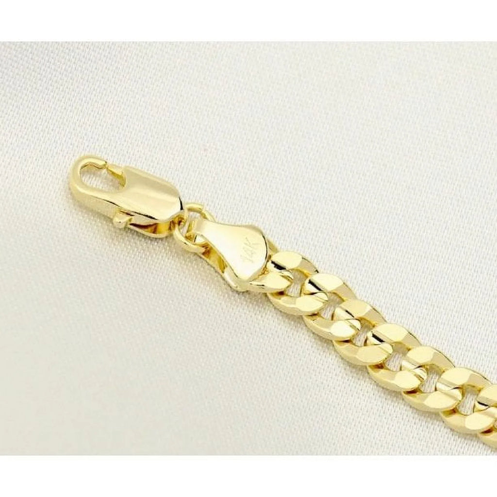 14K Bonded Gold Cuban Chain with Diamond Charm Necklace J467