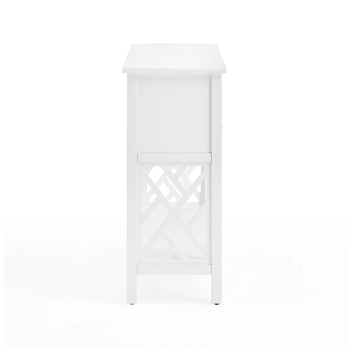 White Wood Console Table with 4-Drawers Y806352