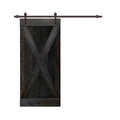 Charcoal Black Stained Wood Interior Sliding Barn Door with Hardware Kit T87324
