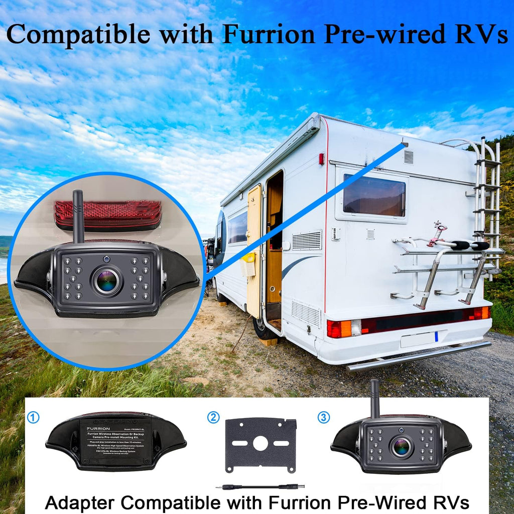 Wireless Backup Camera 7 Inch Monitor Recorder DVR Split Screen Four Channels Waterproof Night Vision Rear View System D936100