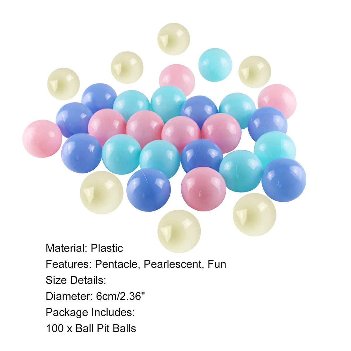 100Pcs Crush Proof Plastic Play Balls B898