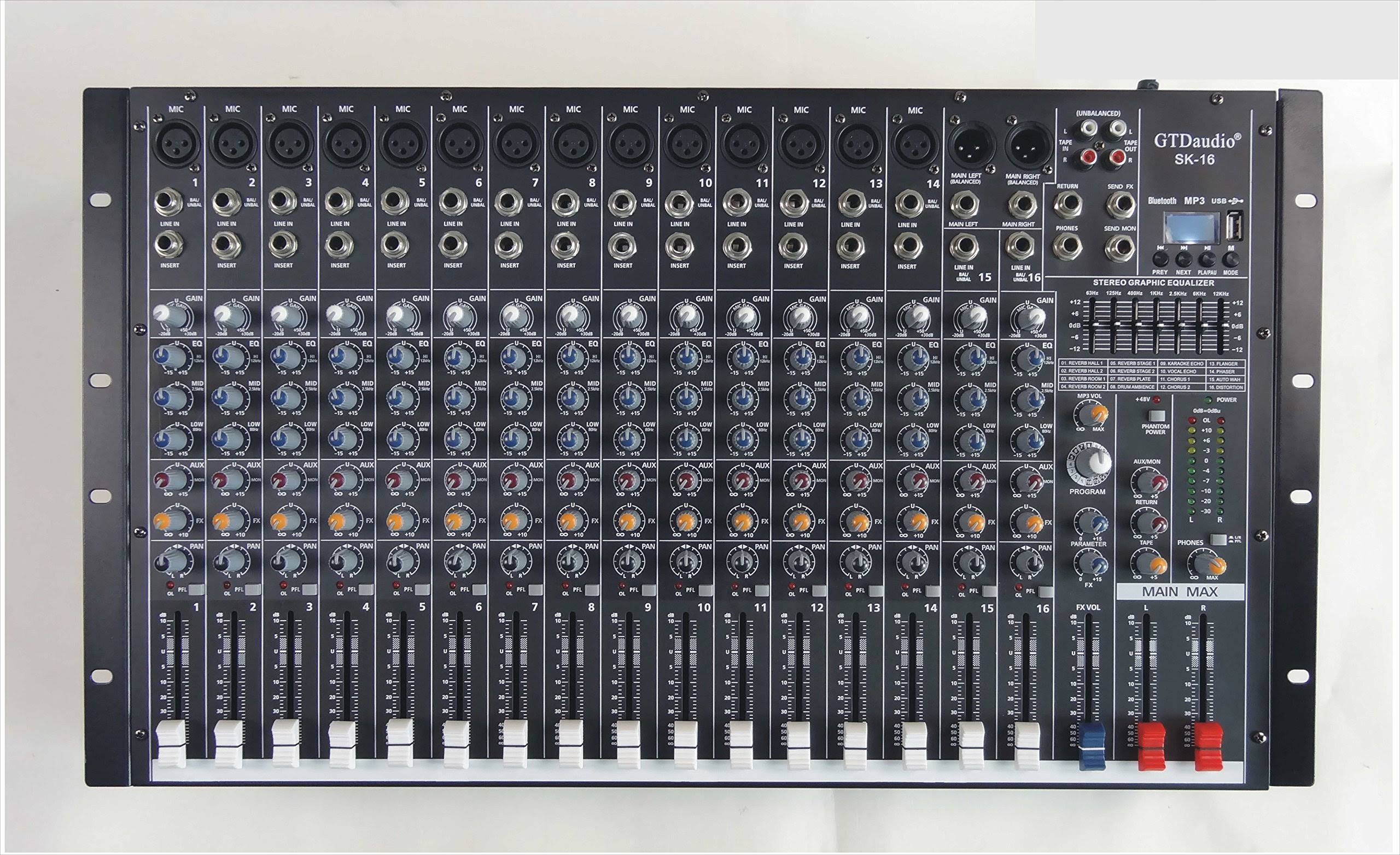 16 Channel 4000Watt Powered Mixer Amplifier W716