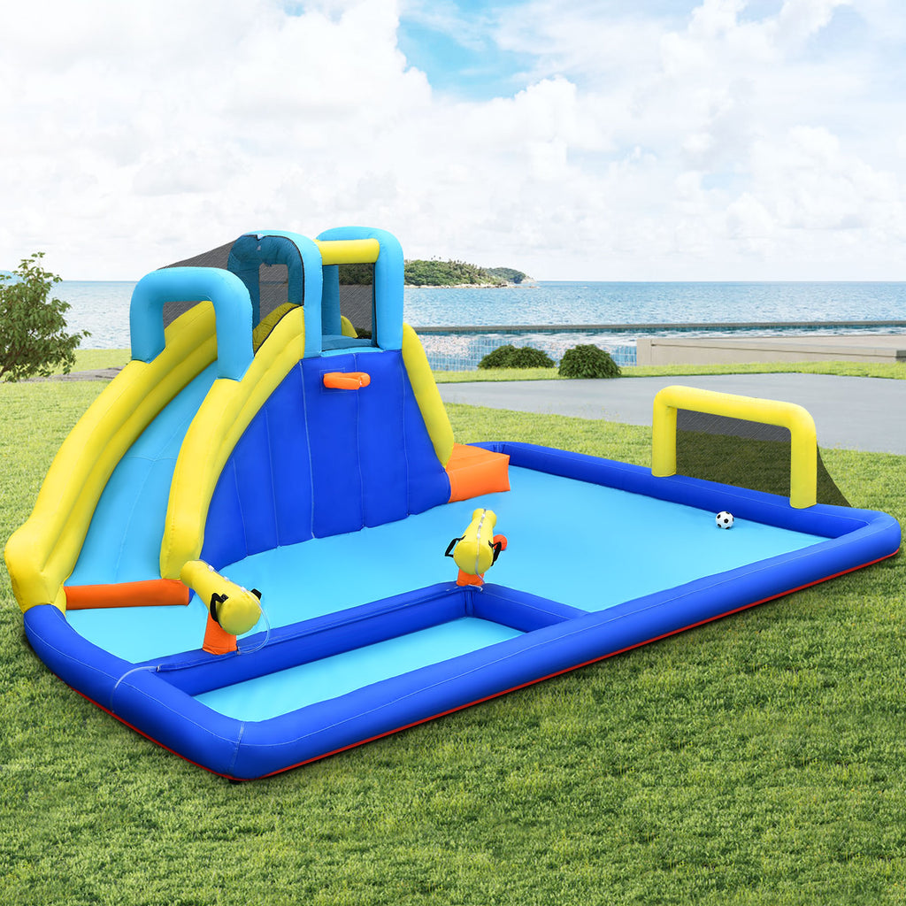 Inflatable Bounce House Water Slide Bouncer with Ball Shooting Climbing Wall X194930