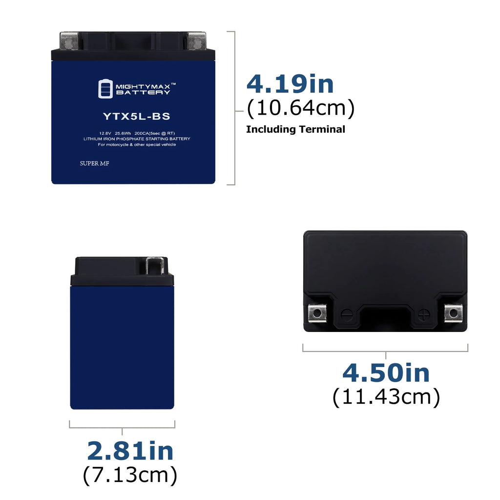 YTX5L-BS Lithium Replacement Battery 4 Pack Z701275