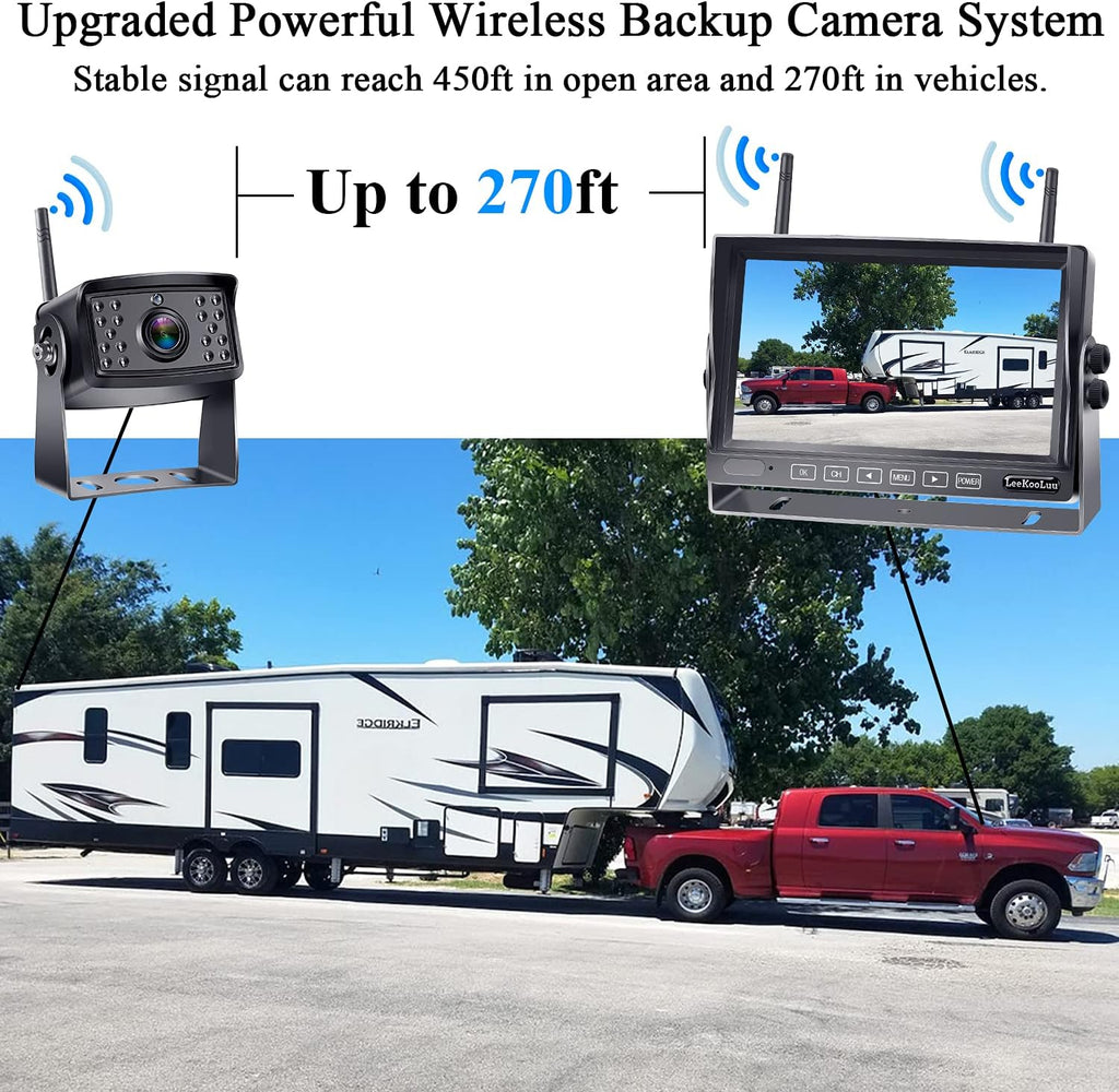 Wireless Backup Camera 7 Inch Monitor Recorder DVR Split Screen Four Channels Waterproof Night Vision Rear View System D936100
