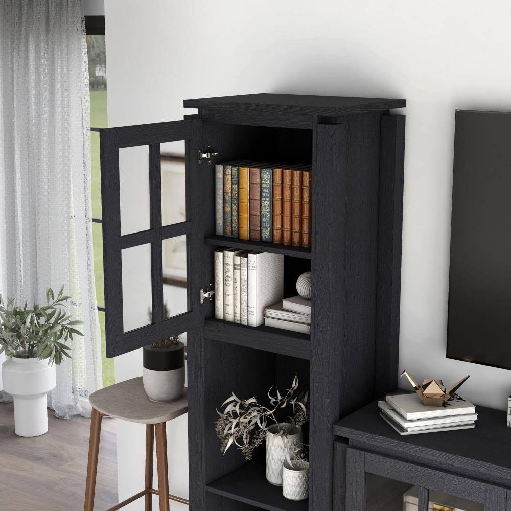 Black Wood 4-Shelf Bookcase F603352